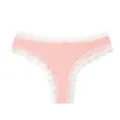 Tanga in pizzo rosa con grazioso fiocco, dettaglio di sottoveste femminile a vita bassa. - Taglia S / Rosa