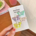 Bunte Schmetterling Haarklammern Set für Mädchen, süße Haaraccessoires für den Alltag. - 9481K Schmetterling Glänzend Hellgrün Lila Haarnadeln 4er Set