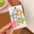 Süße Kinder Stern Haarklammern Set, bunte hübsche Haarspangen für kleine Mädchen Alltag. - 9481M Stern Matt Orange Blau Haarnadeln 4er Set