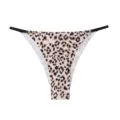 Tanga femme sexy taille basse imprimé léopard sans couture avec anneaux métal et bretelles. - Léopard Café