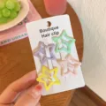 Süße bunte Stern Haarklammern Set für Mädchen, schöne geometrische Kinder Haarnadeln Accessoires. - 9481N Stern Glänzend Hellgrün Lila Haarnadeln 4er Set