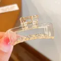 Mini molletta per capelli trasparente pinza squalo in plastica per acconciatura donna - Piccola Molla per Capelli Quadrata Champagne