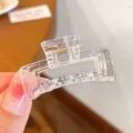 Pinza per capelli trasparente in plastica piccolo morsetto squalo per donne accessori stile - Piccola Molla per Capelli Quadrata Bianco Trasparente