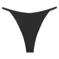 Women seamless ice silk thong low waist solid color sexy breathable underwear panty - Black