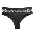 Tanga da donna a vita media nero, design traforato traspirante ideale per sport e uso quotidiano. - Taglia S / Nero