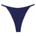 Detailed view of women's seamless ice silk low-rise thong in solid dark blue, breathable fabric. - M / Bottoms / Navy Blue