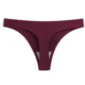 Tanga pour femme sans couture en soie glacée, taille basse, sous-vêtement sexy et respirant. - S / Bas / Bordeaux