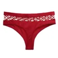 Donna rosso perizoma vita media traspirante rete cava colore solido sexy BIANCHERIA intima - Taglia S / Rosso
