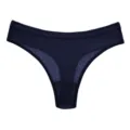 Comfortable solid color ribbed thong detail, breathable low-waist women's underwear design. - Navy Blue