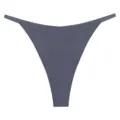 Detailed view of women solid color low waist seamless ice silk thong breathable sexy underwear. - Gray