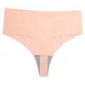 Seamless ice silk high waist thong breathable women solid color comfortable underwear - XS / Nude