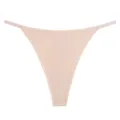 Seamless ice silk low-waist thong for women, solid color sexy breathable minimal underwear. - M / Bottoms / Nude