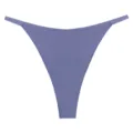 Seamless ice silk thong detail view, solid color low-waist design, soft and breathable fabric. - Grey Blue