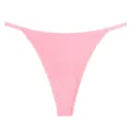 Close-up detail of women's pink seamless ice silk thong low waist underwear soft fabric - Pink