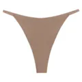Women's seamless ice silk low-waist thong solid color breathable sexy T-back underwear - Brown