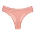 Women low rise ribbed thong pink solid striped breathable comfortable underwear detail display - Bean Red