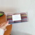 Colorful hair ties in a clear box, high elasticity rubber bands for daily styling. - Dark Khaki Series