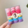 Colorful hair ties set in a clear box with cute anime girl packaging for daily styling. - Rose Red Yellow Series