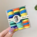 Colorful hair ties set in a transparent box, elastic rubber bands for daily ponytail styling. - Dark Blue Yellow Series