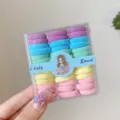 Colorful elastic hair ties set in clear box, cute candy color pony tail scrunchies for girls. - Light Yellow Light Green Series
