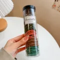 Canned colorful hair ties rubber bands set for daily thick hair ponytail styling - Dark Green 5-Color Ribbed 100 Pcs