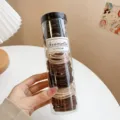 Clear tube packaged hair ties set, brown beige elastic hair bands for women daily styling. - Black Dark Coffee 3-Color Ribbed 100 Pcs