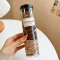 Jar packaging elastic hair ties set, brown and beige hair scrunchies, 100 pcs pack - Coffee Turmeric 3-Color Ribbed 100 Pcs