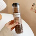 Canned elastic hair ties set, colorful rubber bands for ponytail styling, transparent storage tube. - Light Coffee 3-Color 200 Pcs