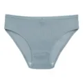 Close-up of ribbed seamless women underwear fabric, soft grey-blue texture detail view. - M / Bottoms / Light Blue