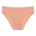Comfortable women's seamless striped low-waist panties in peach pink solid knit fabric. - M / Bottoms / Dusty Pink