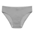 Women solid color ribbed low-waist briefs comfortable seamless underwear everyday wear. - M / Bottoms / Gray