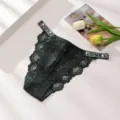 Tanga in pizzo con spalline di strass da donna, intimo sexy e traspirante comodo taglia - Taglia S / Pantaloni e gonne / Verde scuro