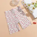 Vue detaillee short de securite femme imprime cerise, texture tissu soie glace doux. - S / Bas / Blanc (Imprimé Cerise)