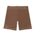 Pantalones cortos de seguridad de encaje de cintura alta ropa interior moldeadora mujer - S / Bottoms / Café Oscuro