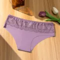 Sexy braguita de encaje para mujer talle bajo transpirable cómodo morado ropa interior - Púrpura