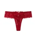 Red lace thong for women, sexy low rise floral hollow out design, comfortable lingerie. - S / Bottoms / Burgundy