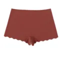 Culotte boxer femme bord festonné, sous-vêtement rouge rouille taille mi-haute variante. - Rouge rouille