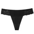 Femme sexy noir dentelle taille basse tanga respirant floral culotte sous-vêtement - Noir