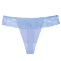 Tanga de encaje azul claro para mujer con cintura de tela lisa diseño cómodo y sexy. - S / Azul cielo
