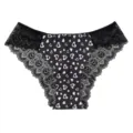 Bragas de mujer de talle bajo con encaje y estampado de corazones sexy y transpirable. - Corazón Negro
