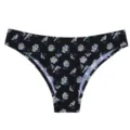 Vista ravvicinata di biancheria intima da donna nera senza cuciture con stampa margherita bianca. - XS / Pantaloni e gonne / Margherita