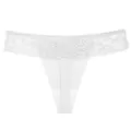 Tanga de encaje blanco para hombres y mujeres, ropa interior sexy y transpirable de talle bajo. - S / Blanco