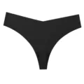 Vista dettagliata del perizoma da donna in seta di ghiaccio nera senza cuciture. - XS / Pantaloni e gonne / Nero