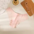 Elegant pink lace low-waist women panties, comfortable seamless silk panty for daily wear. - S / Bottoms / Pink