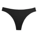 Women black seamless ice silk low-waist thong, solid color comfortable sexy T-back underwear. - S / Black