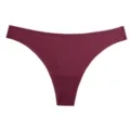 Women's seamless ice silk thong underwear, solid color low waist breathable sexy T-back variant - Burgundy