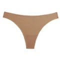 Women's seamless ice silk low-waist solid color thong panties comfortable sexy underwear - Coffee