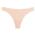 Seamless low-rise ice silk thong for women, solid color comfortable daily underwear. - Nude
