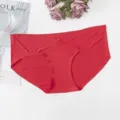 Braguitas de maternidad transpirables de cintura baja con corte en V de seda - Rojo