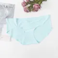 Braga premamá de seda de hielo sin costuras cintura baja forma V ropa interior mujer embarazada - M / Bottoms / Azul